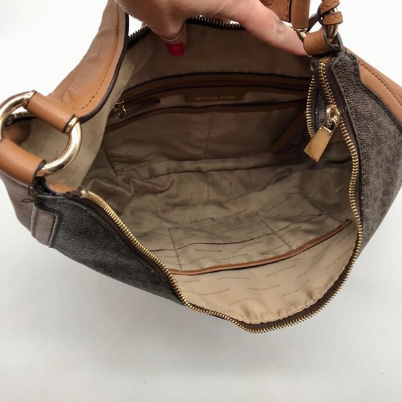 Michael Kors Brown Monogram Canvas Lydia Hobo Shoulder Bag - Picture 10 of 10